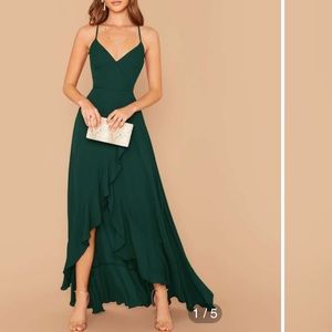 Crisscross Lace Up Back Ruffle Asymmetrical Dress